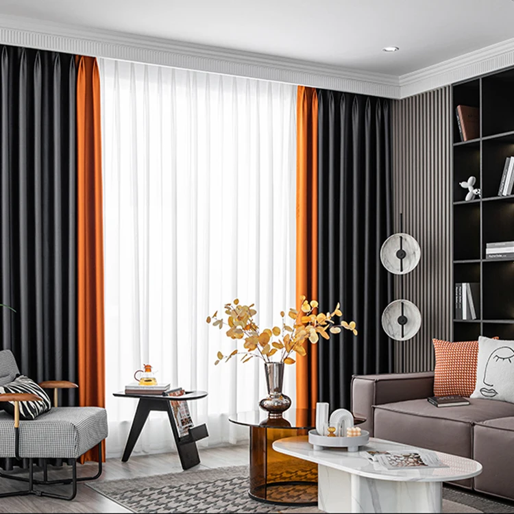 Out Curtains Living Room Window Curtain Wholesale Modern Nordic Simplicity Custom 100% Black Kitchen Blackout Curtain Woven