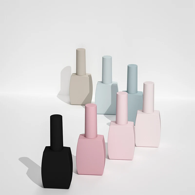 15ml custom made empty square fancy tiny gel uv nail polish gel polish glass bottles with brush