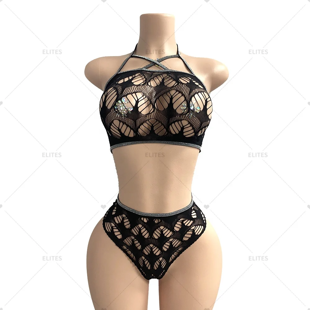 ELITES  Sexy Girls Rhinestone Bikini Style Shiny Performance Dancewear Stripper Outfits stage & dance wear performance wear