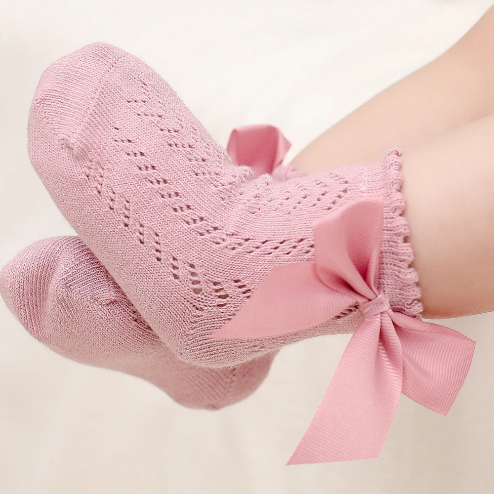  2021 New Arrivals spring summer Baby Girls Knit cotton hollow loop short Socks kids 0-5 Years children lace bow socks