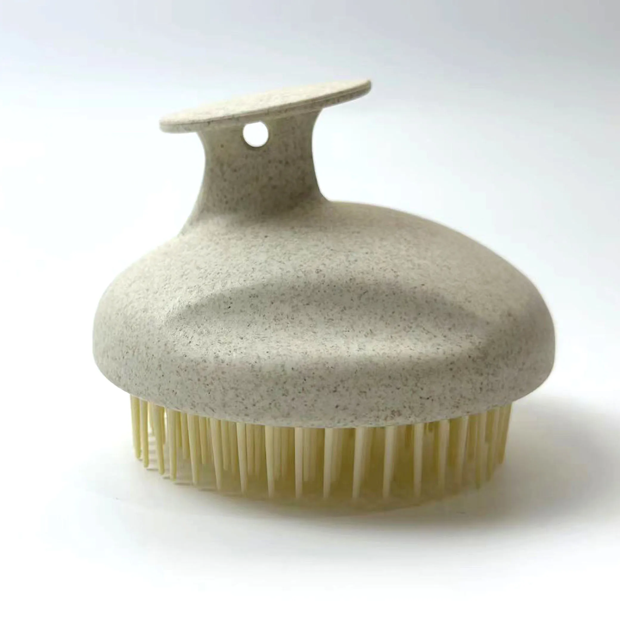 Popular Custom Logo  Biodegradable Wheat Straw Soft Silicone Teeth Head Massage Shampoo Brush