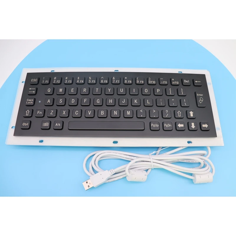 Xufan 65 Keys Stainless Steel VandalProof Panel Mount Industrial Mini Metallic Keyboard For PC Black Kiosk Metal Keyboard