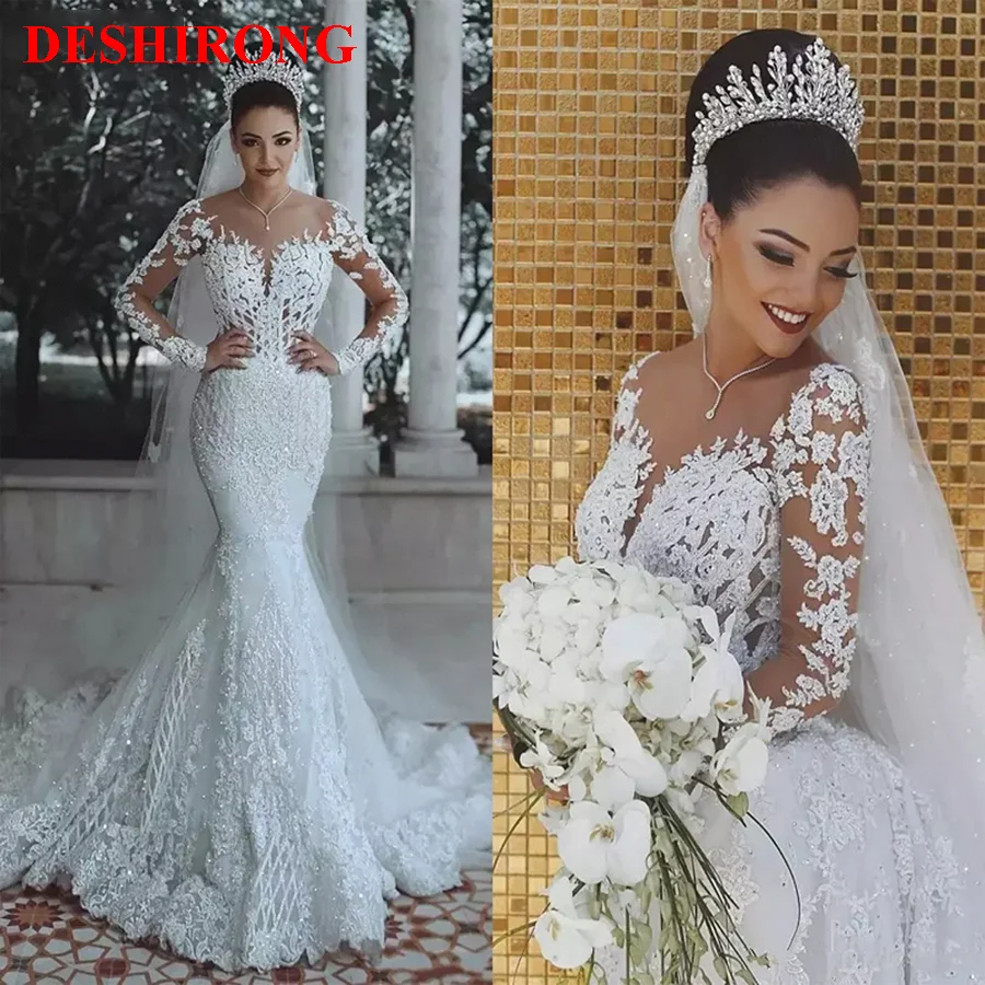 2022 New Wedding Dresses Lace Sexy Deep V Neck Fishtail Wedding Dresses Wedding Bridesmaid Dress