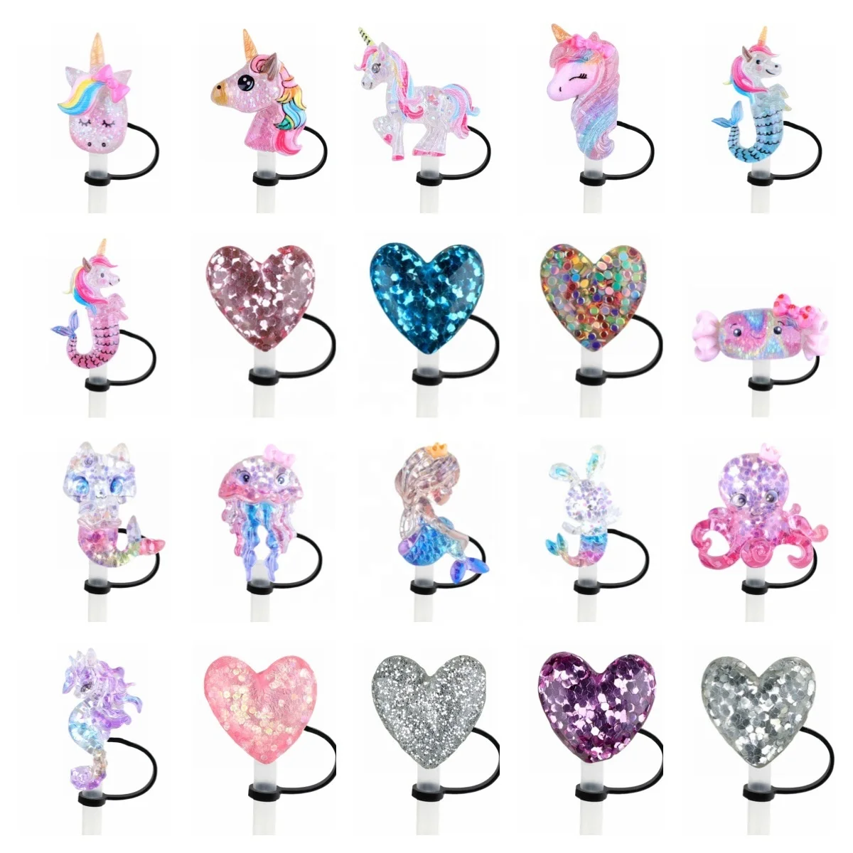 Diameter 0.4in/10mm Silicone PVC Straw Covers Cap Dust-Proof Compatible 20 30 40 oz Cup Accessories Bar Accessories Type