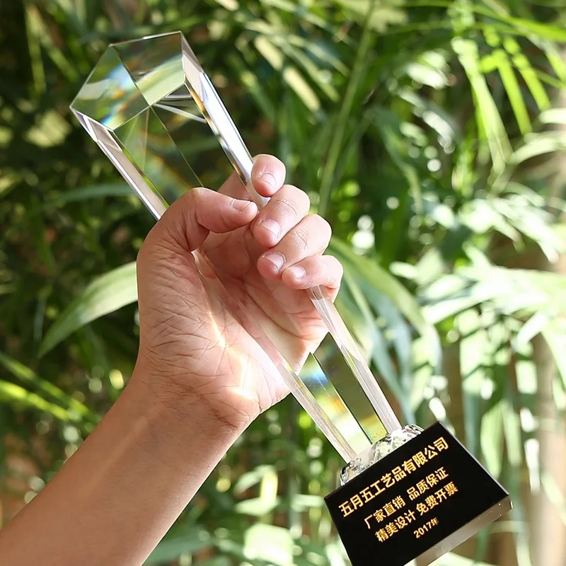 New design crystal glass material business award K9 crystal trophy plaque OEM Personalized crystal plaque trophy