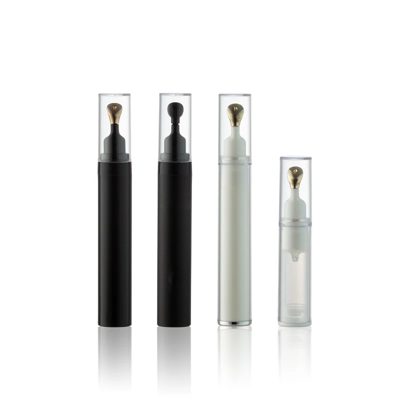 Luxury plastic 8ml 20ml eye gel cream container flat applicator airless eye cream bottle with metal tip head