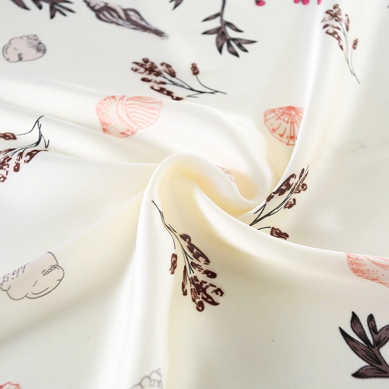 Satin feel  yellow flower square head scarf printed satin scarf for hair bulk