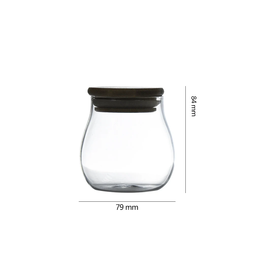 Glass Coffee Nuts Canister Airtight Clear Matte Glass Jar 8*8cm With Bamboo Lid For Kitchen Storage Jar