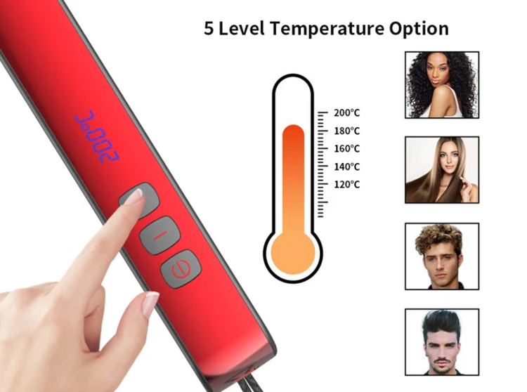 New unisex LED display portable travel business USB rechargeable wireless ceramic coating plate hair straightener brush