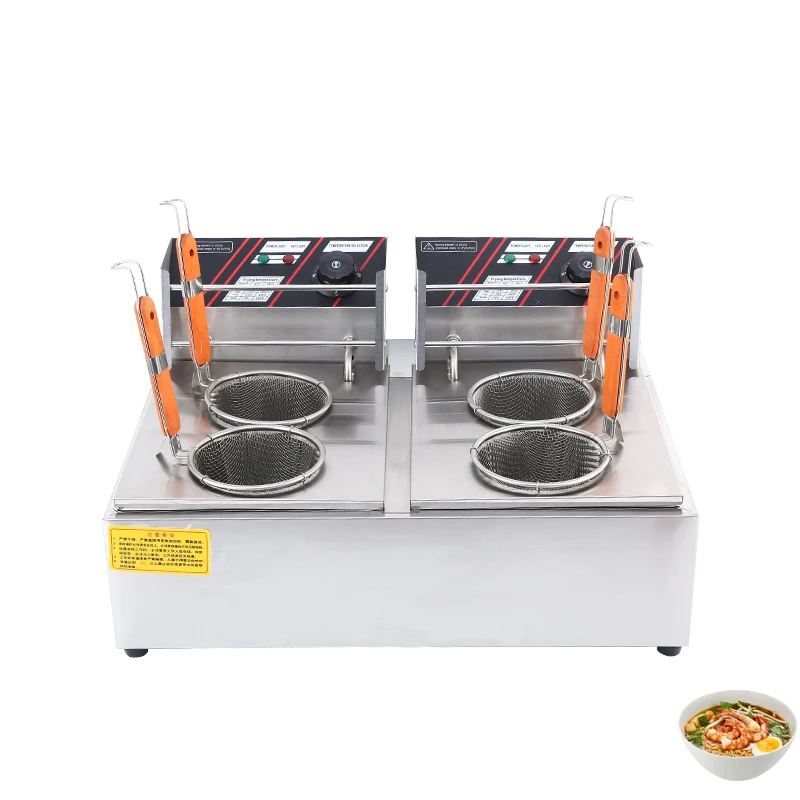 6L+6L Two Tank chip chicken fry Chips Desktop Fryer Oil Machine  Fryer oil  electricity fryer without timing control