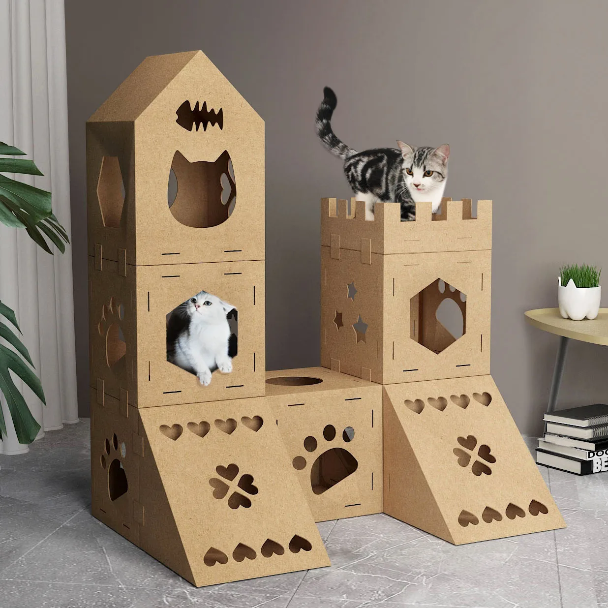 Custom3 Layers Large Cat Play Paper Scratcher House Corrugated Cardboard Pet House