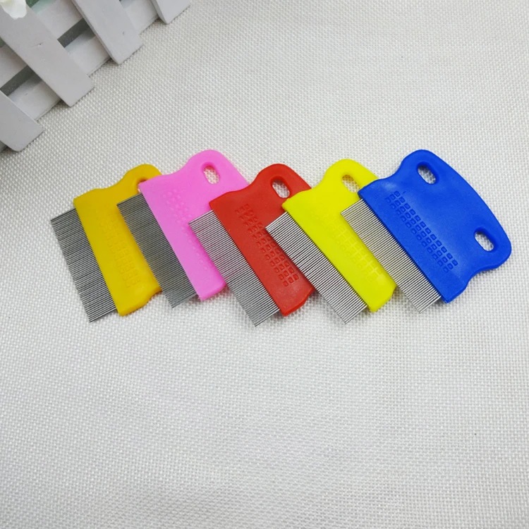 Hot sale stainless steel short teeth hair grooming comb beard grooming comb Kit plastic handle common lice comb