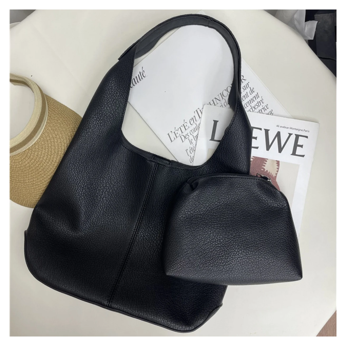 Hot Sale Retro underarm tote bag 2022 Korean popular large-capacity soft pu leather shoulder tote bag