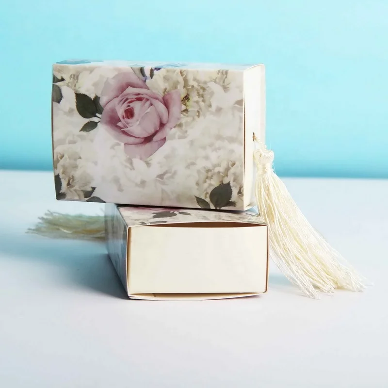 Drawer Folding Tassel Rose Paper Handmade Sweet Sugar Gift Soap Packaging Candy Box