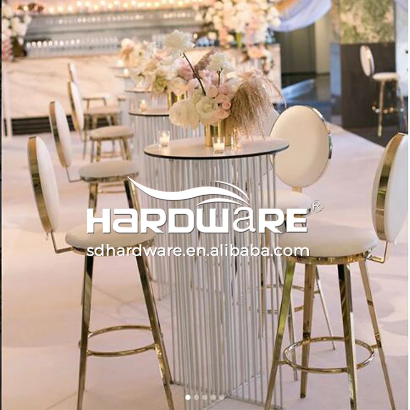 Modern outdoor portable bar round back stainless steel bar stool leather