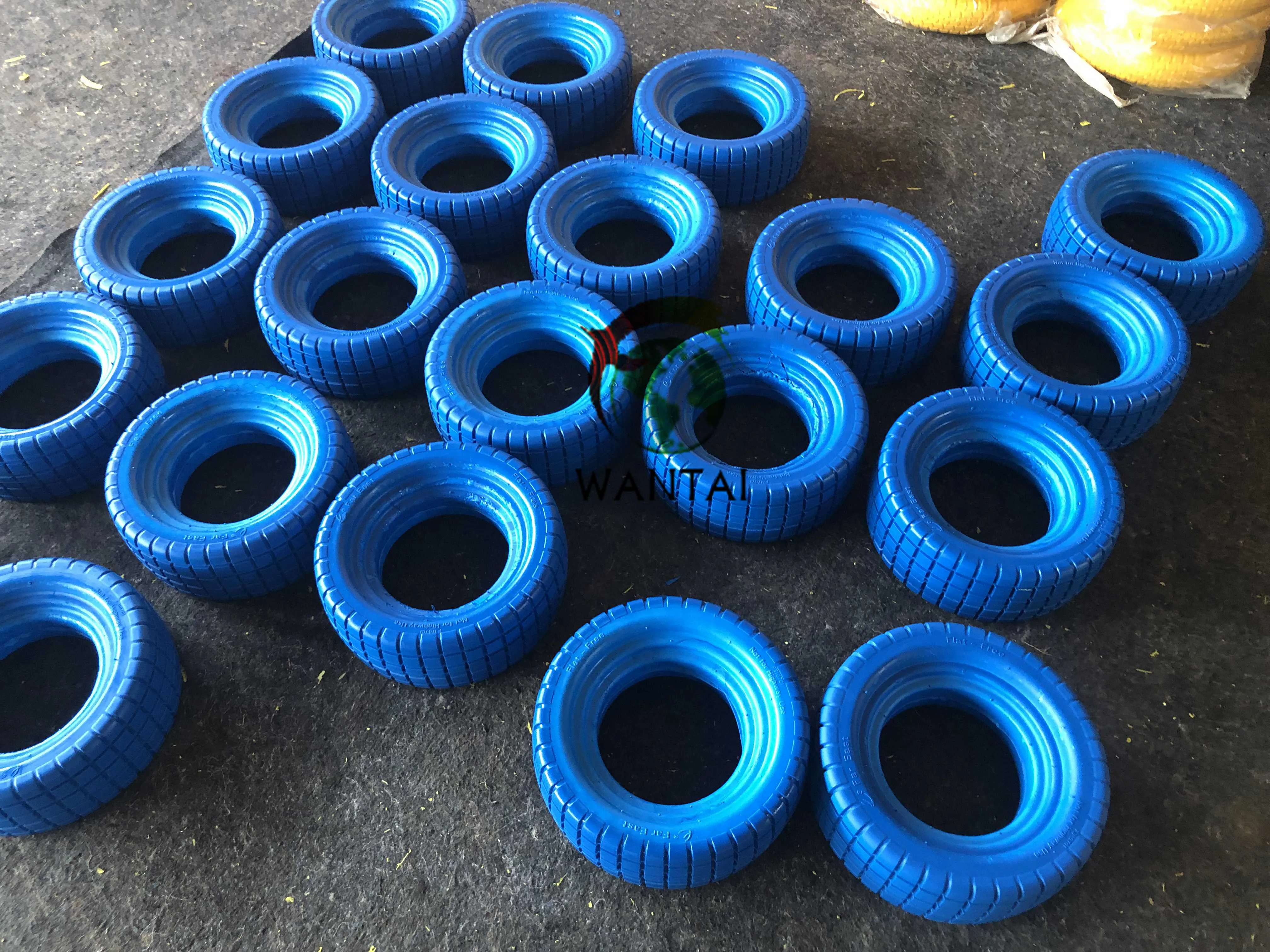 Manufacturer heavy duty 16 inch 400-8 Flat Free PU Foam Solid Tire Wheel