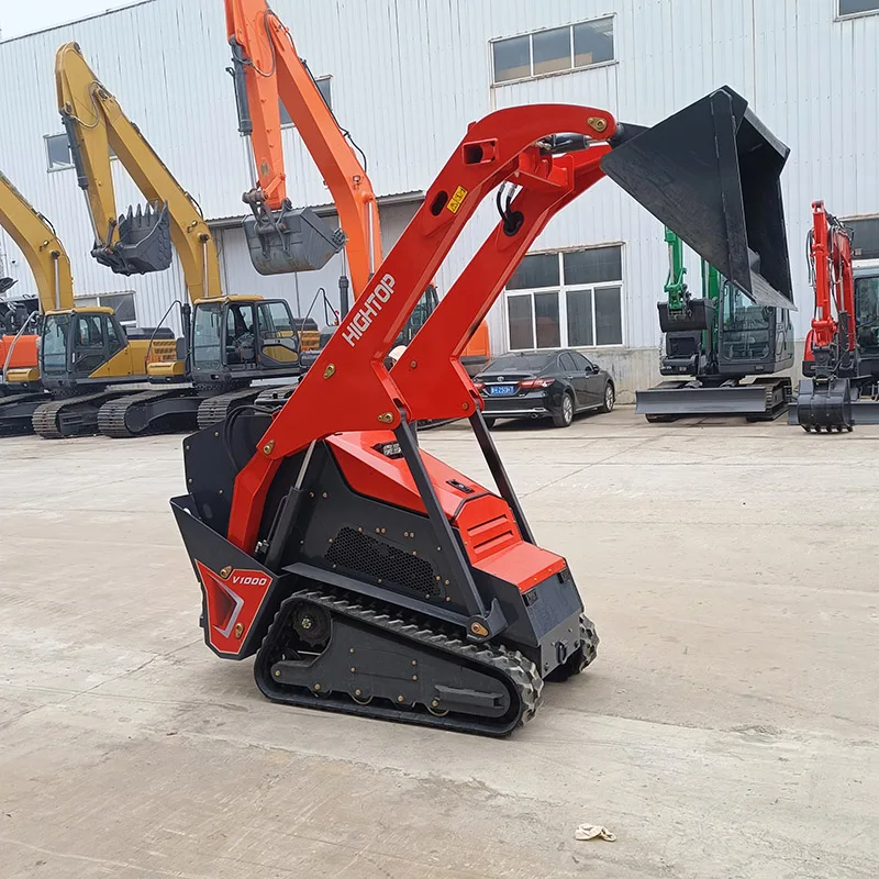 China Factory Direct Sale Big Power 25Hp Diesel Engine Stand On Front Loader Ht-V1000 Mini Skid Steer Loader