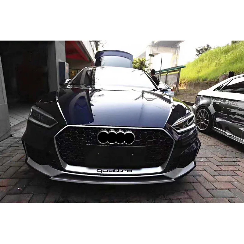 Front bumper with grill for Audi A5 S5 upgrade to RS5 style Auto modified High quality PP material body kit  2017 2018 2019