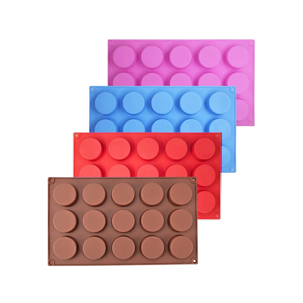 12 15 holes round Reusable silicone soap candle mould cake pan pudding molds cookie dessert chocolate mold cake baking tool