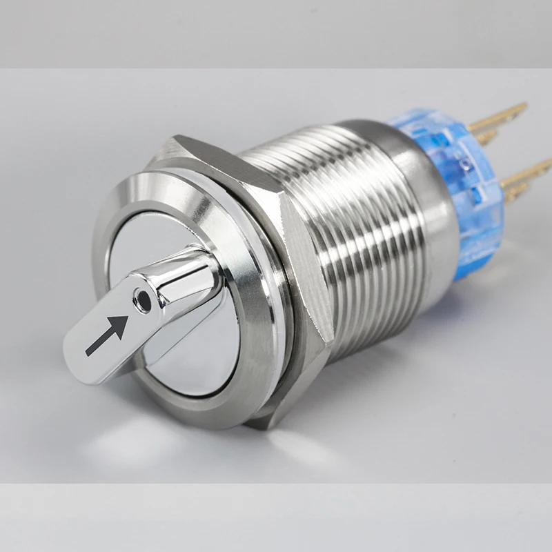Stainless Steel 3 Position Latching 19mm 8pin 12/24v Ip67 Rotary Push Button Switch