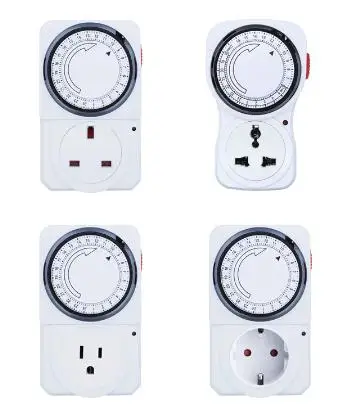 24 Hour Cyclic Timer Switch Kitchen Timer Outlet Loop Universal Timing Socket Mechanical Timer 230VAC 3500W 16A UK EU CN US Plug
