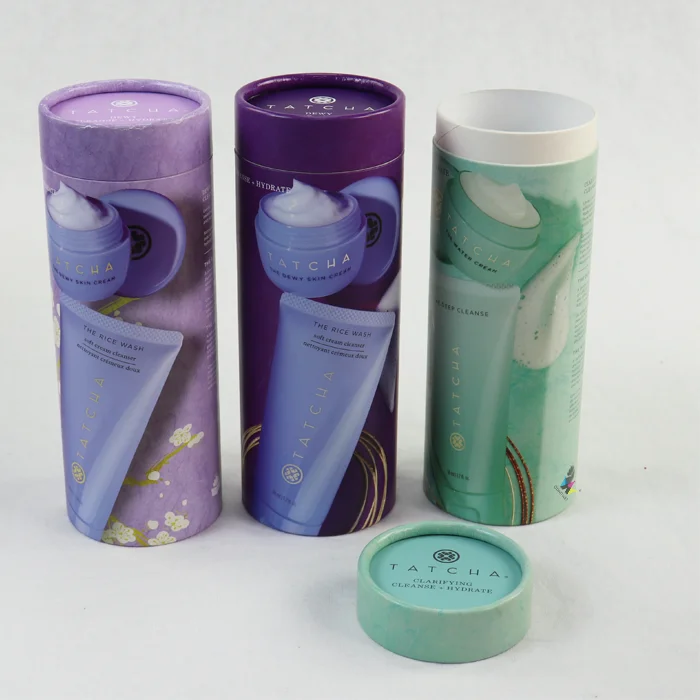 Custom Logo Printed Round Cardboard Cylinder Lip Gloss Cosmetic Packaging Box Tube Box