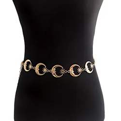 2022 New Sexy Shiny Waist Chain for women 18K Gold Plated Alloy Moon Star Stitched Belt Belly Bikini Beach Body Jewelry