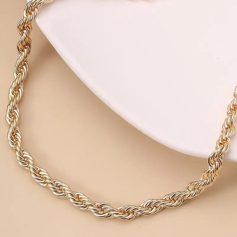 Wholesale 14K Gold Plated Stainless Steel Twisted Rope Chain Link Ankles Simply Classic Chain Foot Ankle For Women Gift