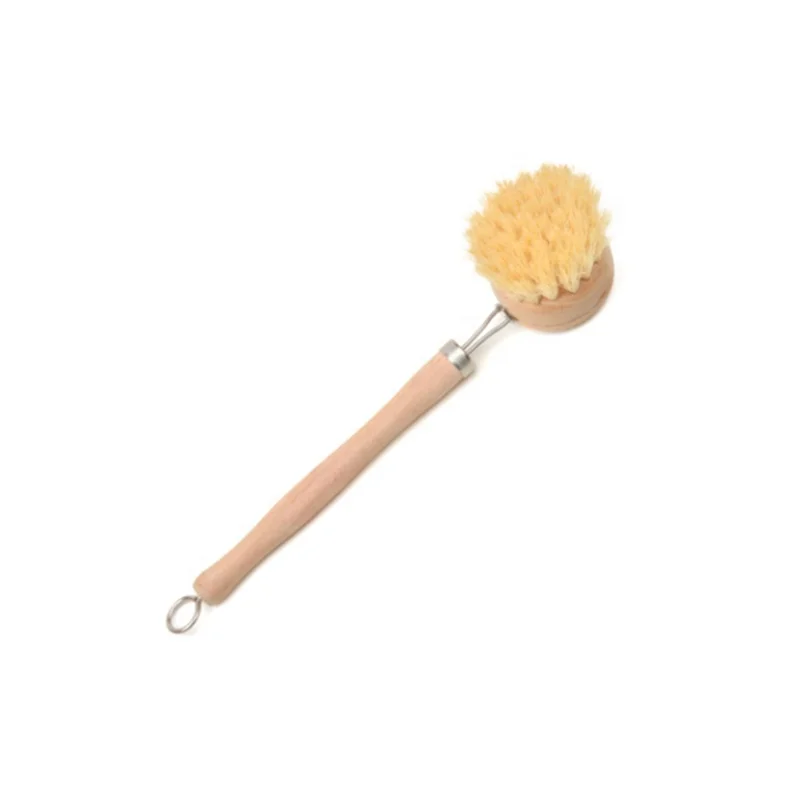 
Eco-friendly Natural long Handle Kitchen Dish Cleaning Brush Scrub Vegan Plant Fiber Bristle pot pan vegetable brush 