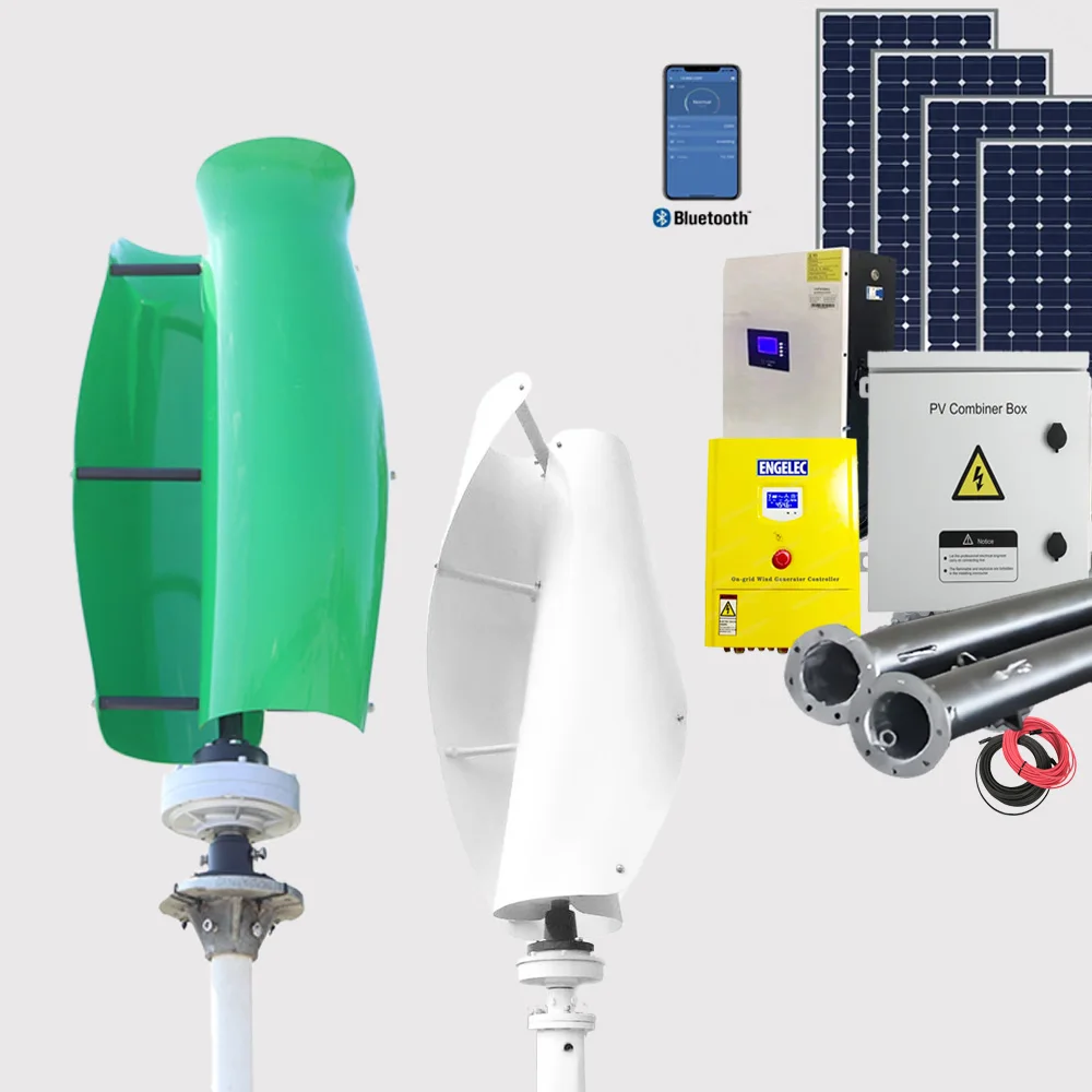 1200W 3kw 5kw 10kw 24V 48V 220V Vertical Wind Turbine Low Noise Home Wind Power Generator with On/Off Grid System Windmill