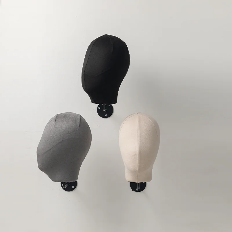 Wholesale Wig Wall Mannequin Female Male Model Hair Wigs Cap Display Holder Fabric Canvas Display Mannequin Head Wall Mount