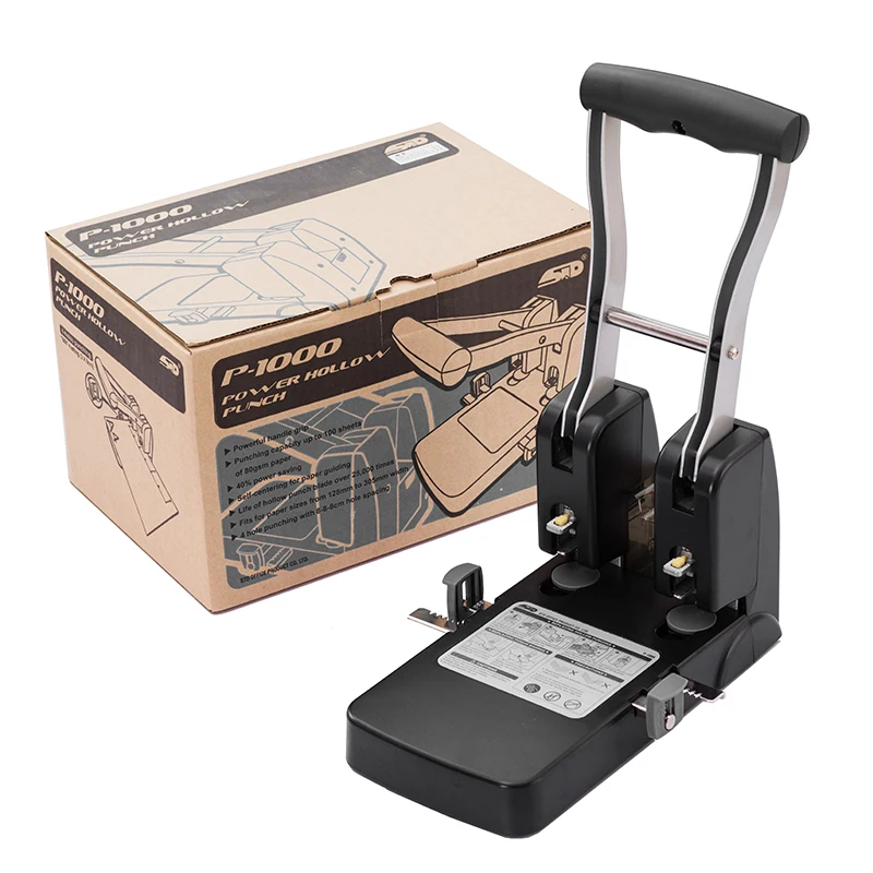 P-1000 Metal Industrial  Heavy Duty Office Paper Sheets Two Hole Puncher 2 Circle Double Hole Punch