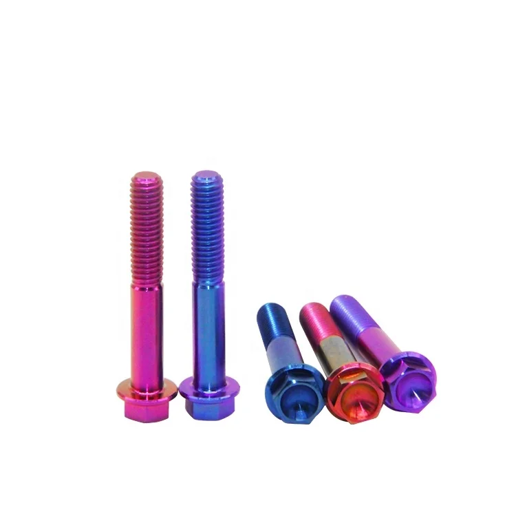 Colorful M8 M10 M12 hexagon flange titanium bolt for motorcycle