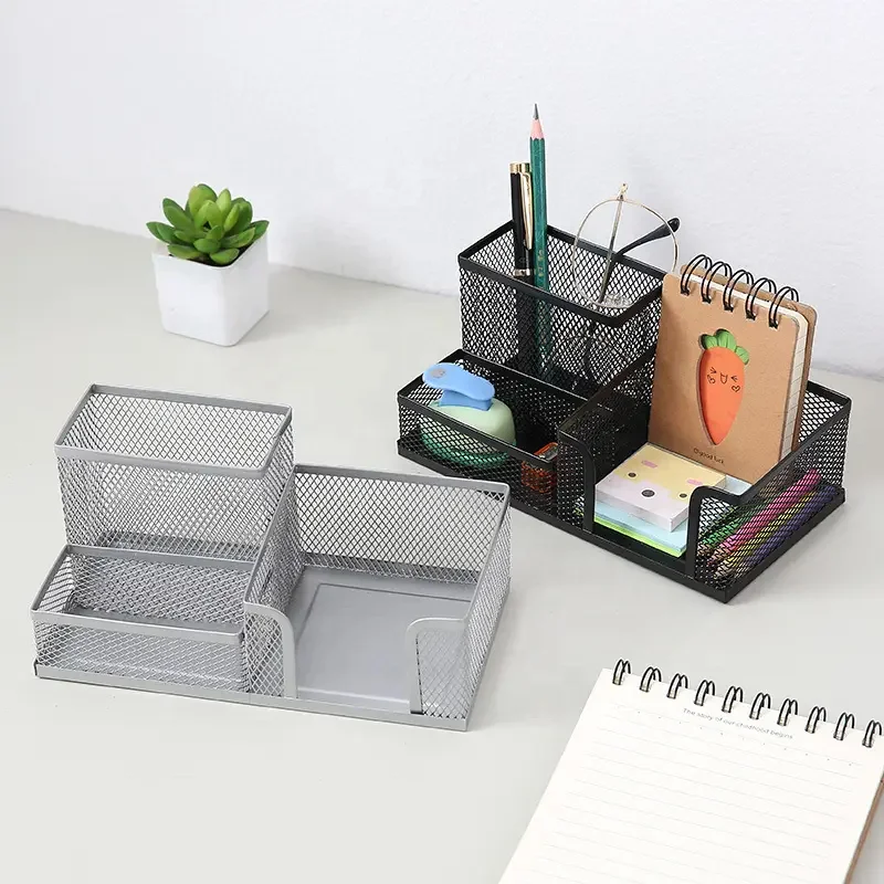 Office Supplies Metal Mesh Desktop Office Accessories Desk Organizer With Pen Holder