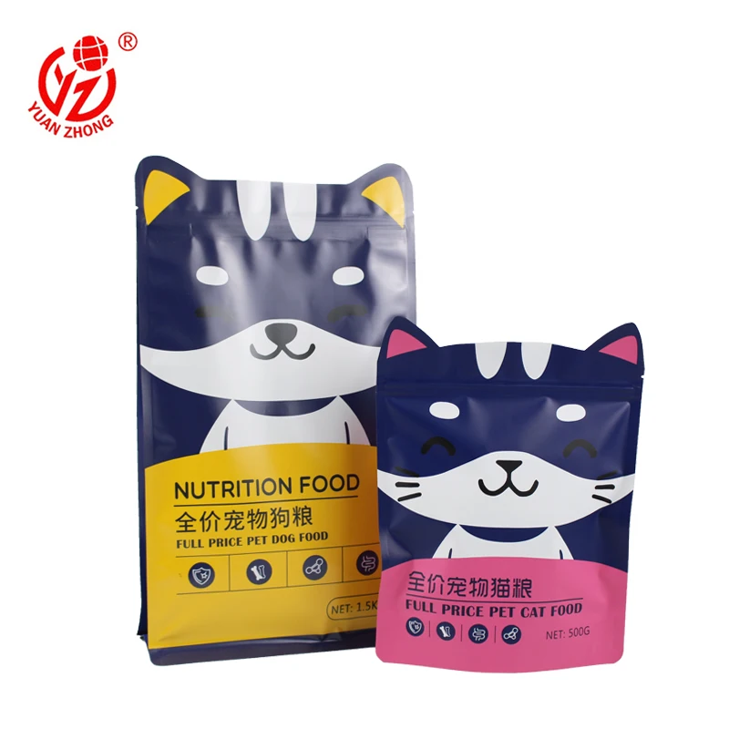 Yuanzhong Custom Bag Packaging Side Gusset Dog Food 20 Kg Bags Pouch Plastic Cat Pet Food Packing Bag With Resealable Zipper