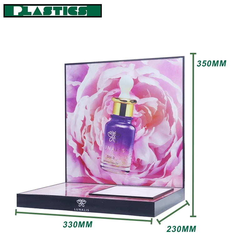 2022 Custom Handmade Acrylic Cylinder Tabletop Display Stand L Shape Cosmetics Shop Display Shelves Rack