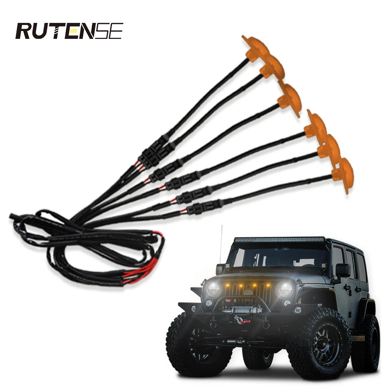 RUTENSE 4X4 LED Pickup Accessories Truck Front Grill Led Running Lights Amber Truck Marker Lights DRL car led light