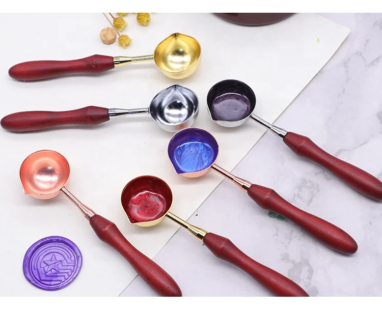 wooden handle sealing wax melting spoon for wax seal beads
