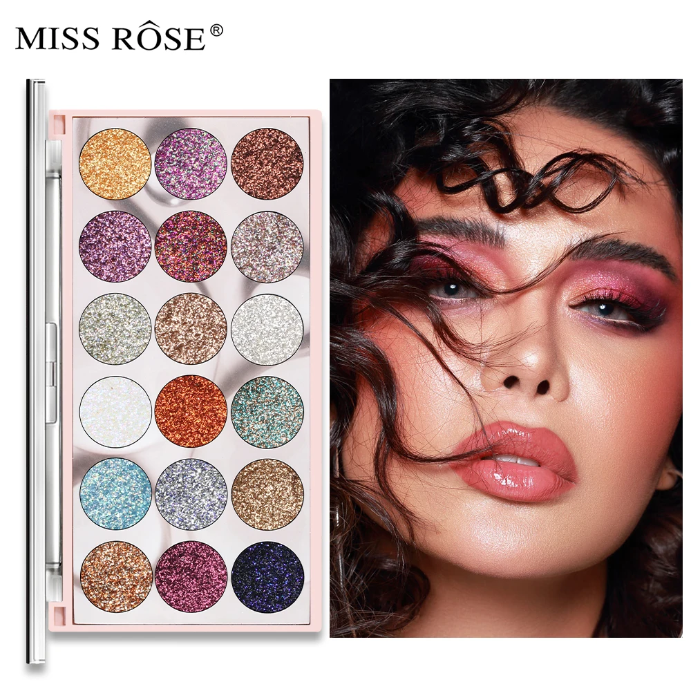 Miss Rose Shimmer Glitter Diamond Sequin Eye Shadow Powder Palette Waterproof Long Lasting Pigmented Makeup Sets