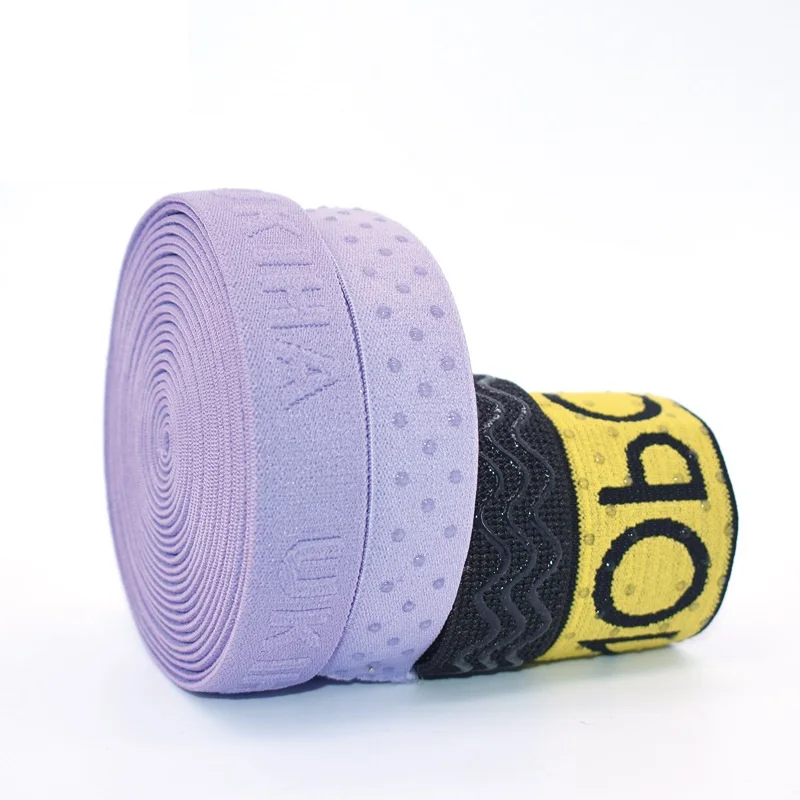 Custom LOGO Silicone Printed  Ribbon Polyester Nylon Logo Pattern Elastic Waist   band Elastic webbing