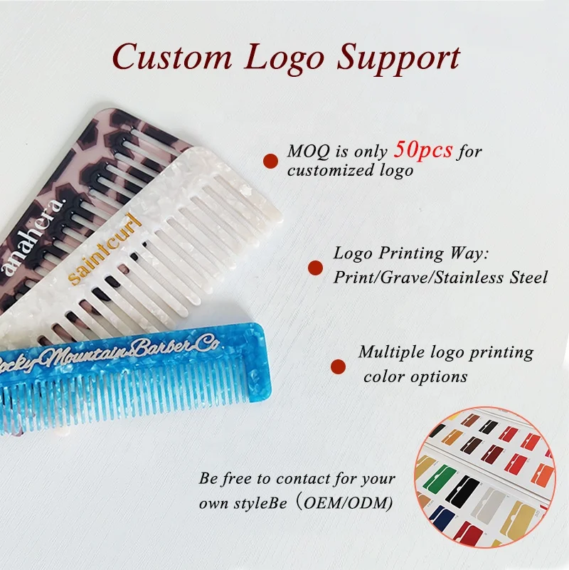 PDANY мини-расческа для укладки волос на заказ кармашка из ацетата целлюлозы с широким зубом индивидуальным логотипом женщин детей