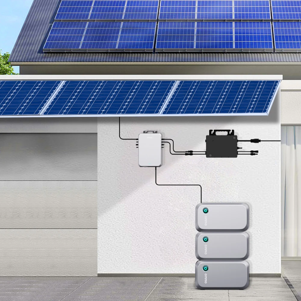 OMMO DIY 1600W Balcony Power Generation System On-Grid Solar System Kit with 800W Inverter and Lithium Battery for Home Use