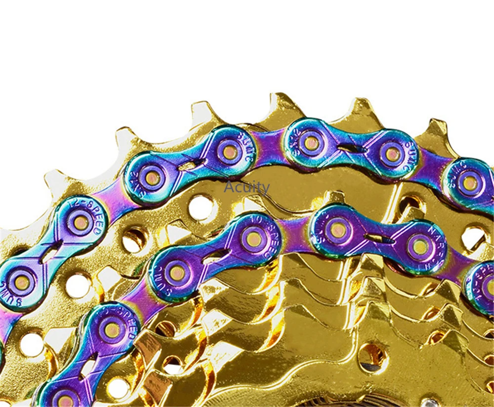 SUMC Rainbow Color Mountain Road Bike Chain 9/10/11/12 Speed Half Hollow Ultralight Bicycle Shifting Chains