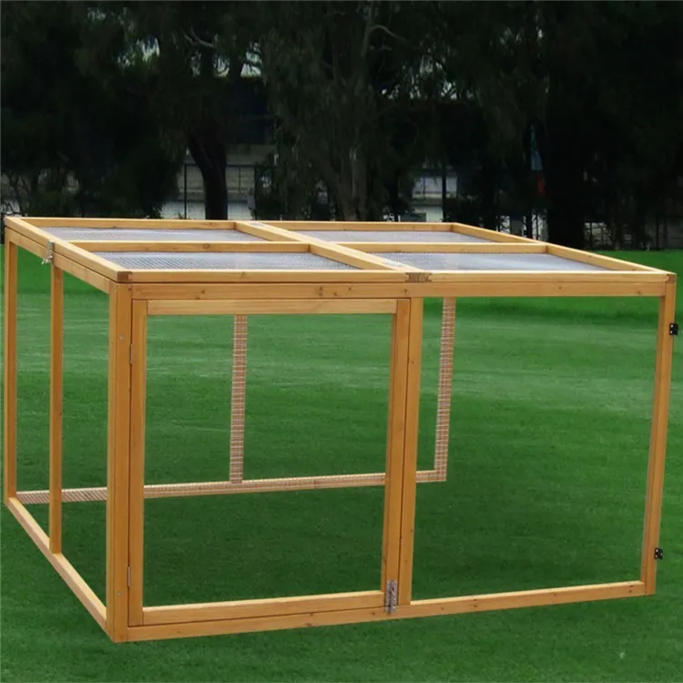 Garden Wooden Run Cage For Chicken Duck Fir Wood Stainless Steel Mesh Run Lager Size Animal Cages Run