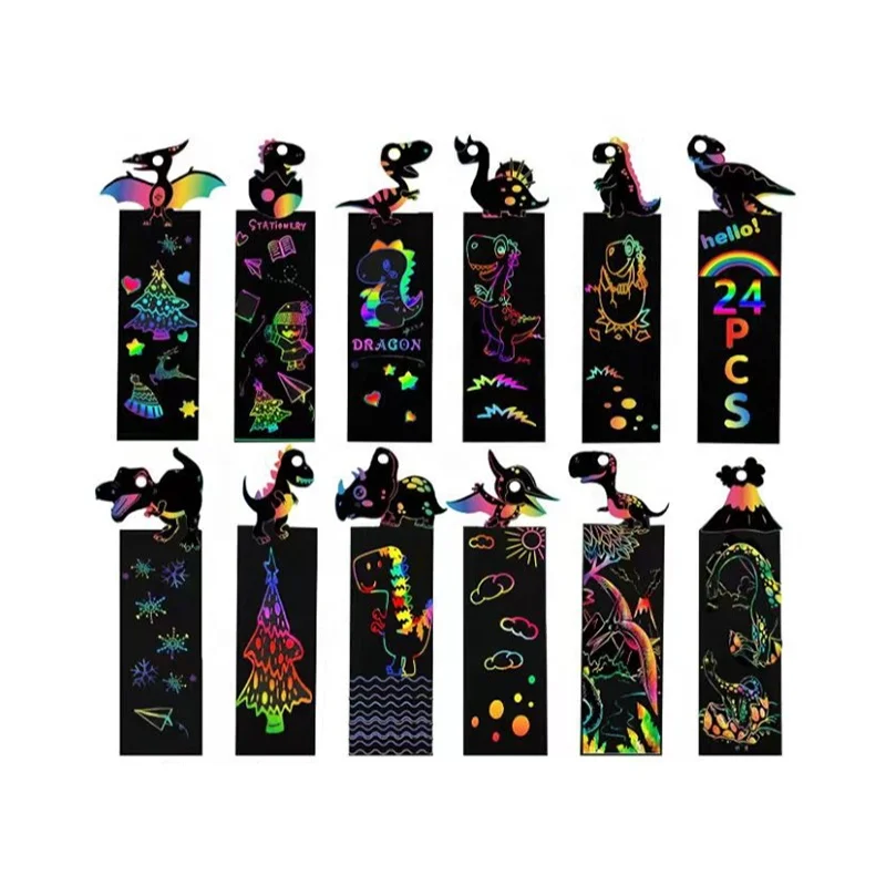 Animal Scratch Bookmarks Rainbow Scratch DIY Decorations Crafts Kit for Kids