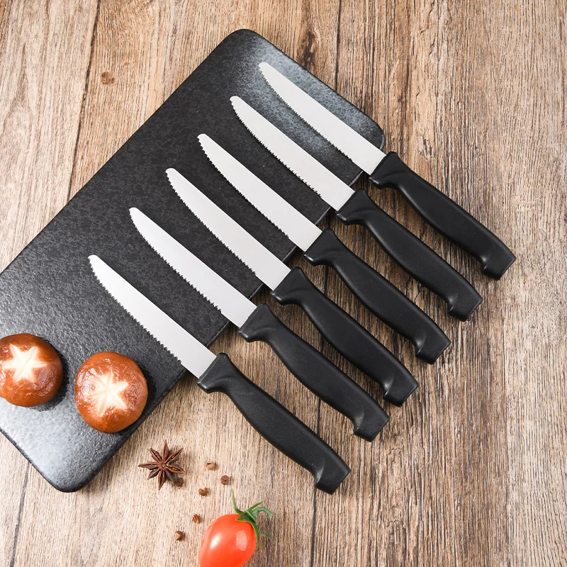 Factory Best Selling  4.5' Serrated Edge Blade Steak Table Knife Set for Cutting Beef Chicken Cutlet Vegetables