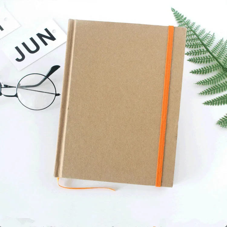  Kraft hardcover notebook book custom kraft paper adhesive binding elastic