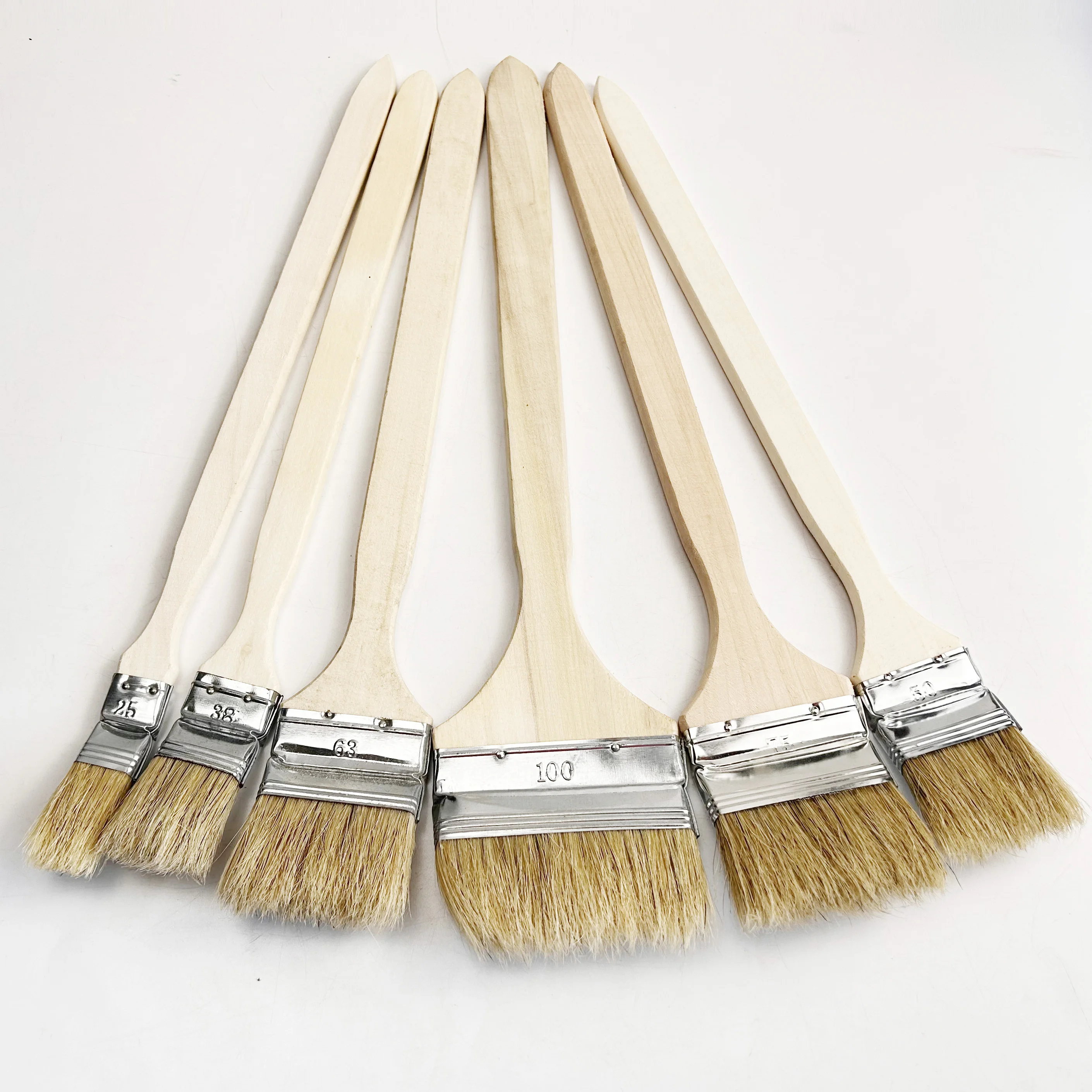 Long Wood Handle Painting Brushes for Wall Treatment Bent Radiator Paint Brush Natural Bristle Elbow Radiator Paint Brush