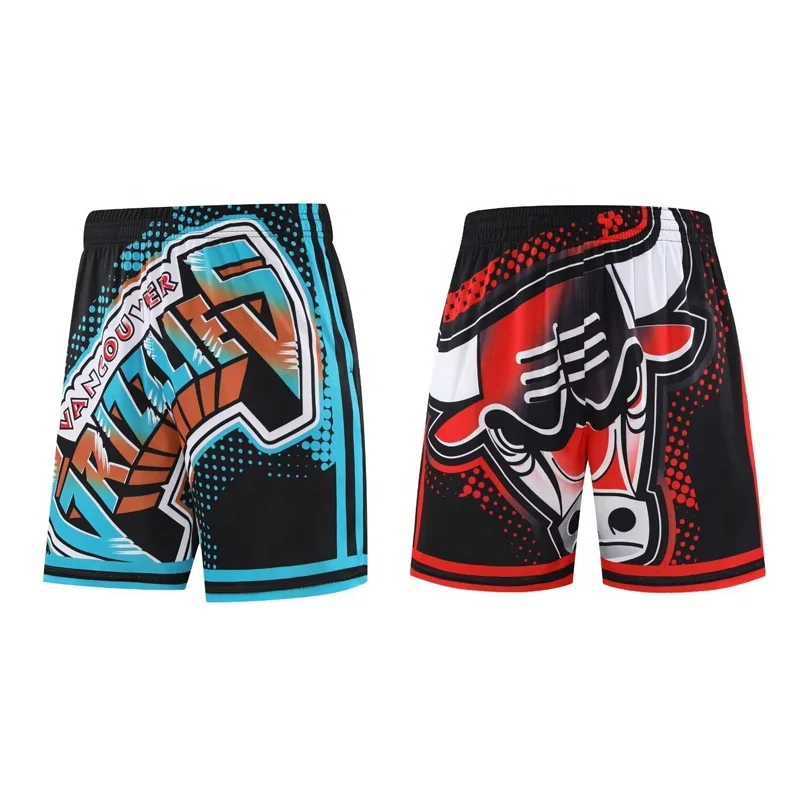 Fashion Design Wholesale Digital Printing Vintage Different Teams 5 inch Basketball Shorts