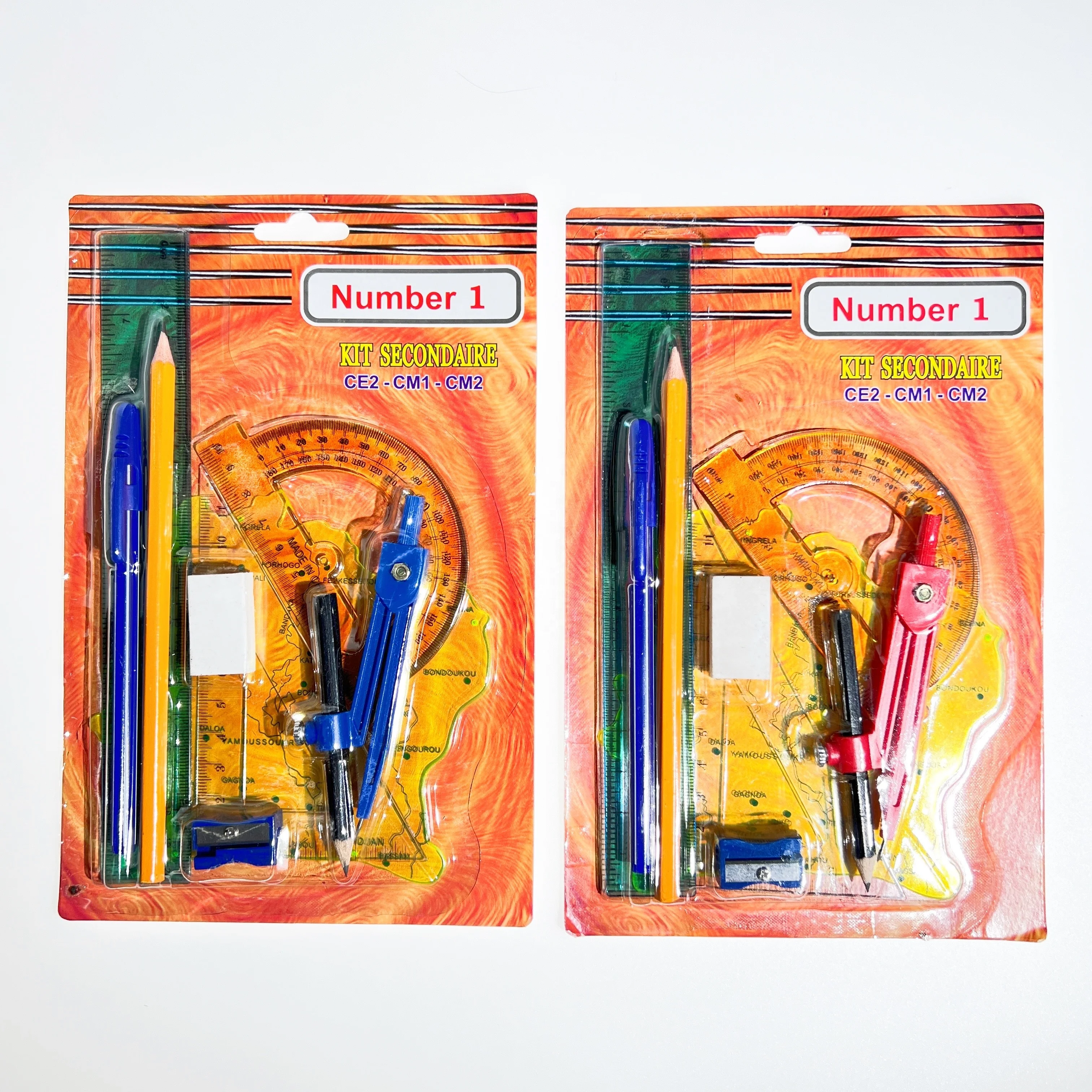 9pcs Math Geometry Set Blister Card Ruler Set Drawing Stencil Professional Stationery Compass Geometry Sets